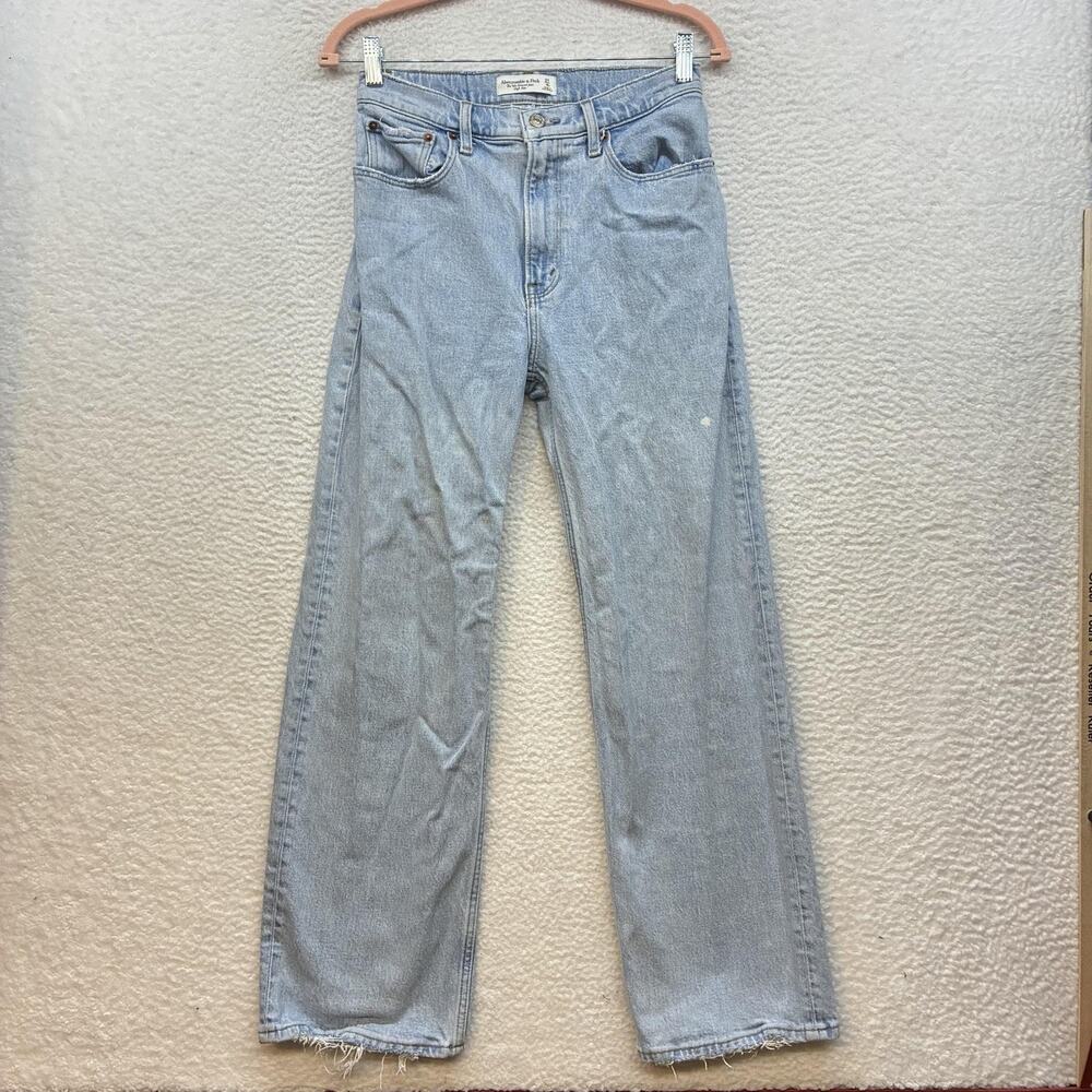 Abercrombie & Fitch Jeans Womens 4S Blue 90s Relaxed High Rise Straight Raw Hem